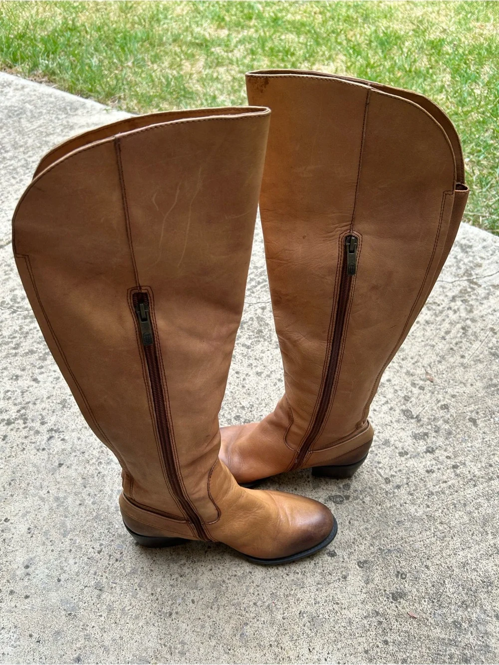 Vince Camuto Tall Over-the-Knee Leather Boots - Cognac Brown